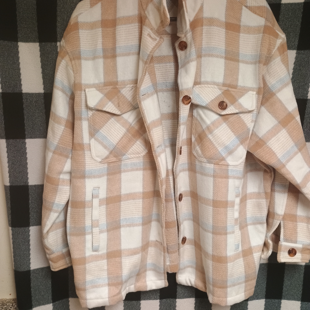 Workshop Republic Clothing Plaid Shirt in Cream and Blue